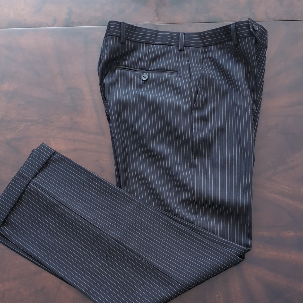 Italian Black Pinstripe Dress Pants